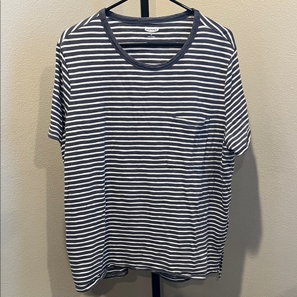 Old Navy White and Navy Striped Tee - Picture 1 of 3